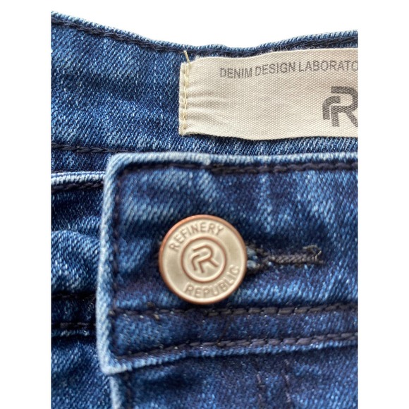 Refinery Republic Sz 34x30 Jeans Mens Denim Distressed Straight Whiskering Dark - Picture 4 of 10